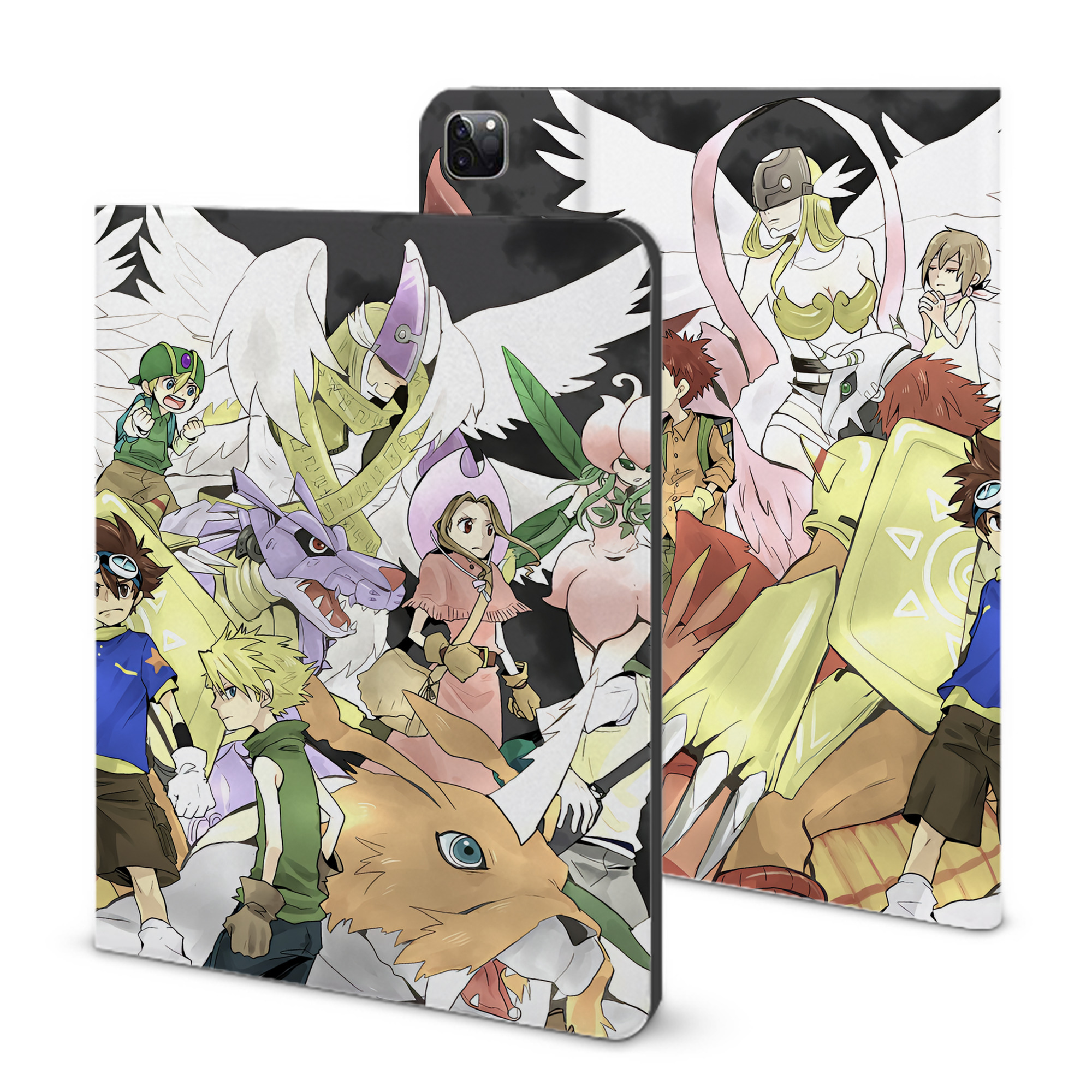 （画像用） Digimon デジタルモンスター/デジモン IPad ケース ブック型 PUレザー TPU 耐衝撃 軽量 薄型 ペン収納なし 全面保護 IPad 各モデル対応